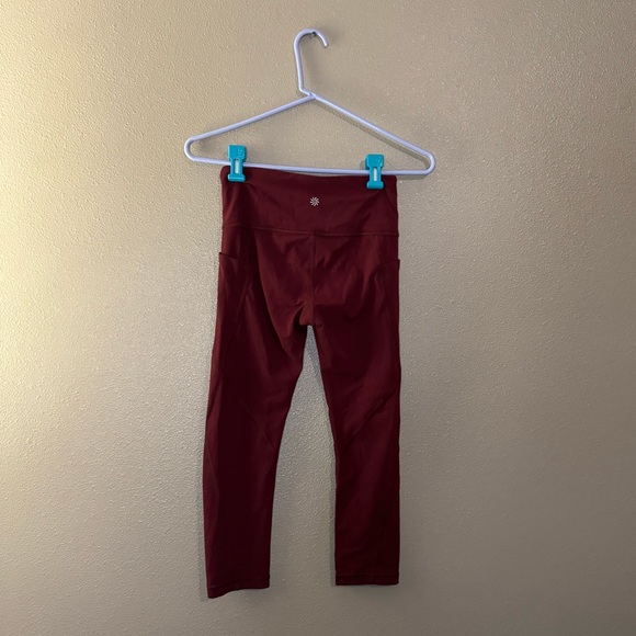 Athlete Salutation Stash Capri Leggings-Dark Wine/Burgundy - Picture 2 of 4